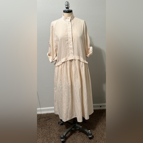 IPEKYOL Dresses & Skirts - IPEKYOL Spring Gingham Shirt Dress. Peach/White. Sz. 6 US